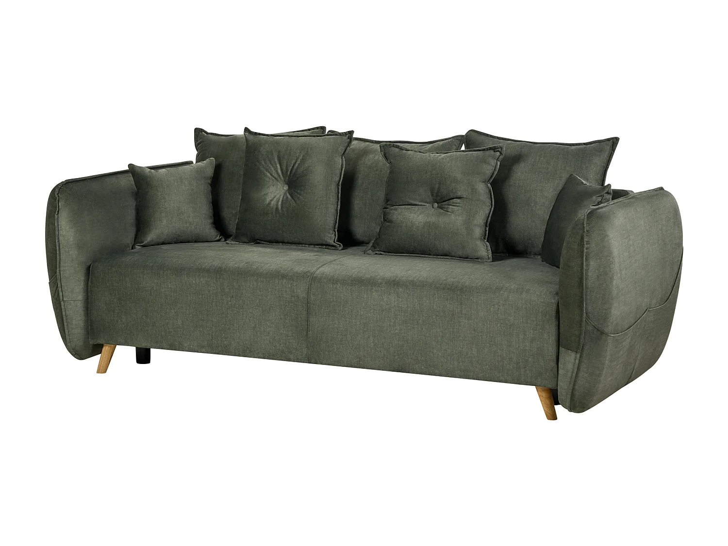 Canapé-lit en velours avec rangement vert VALLANES