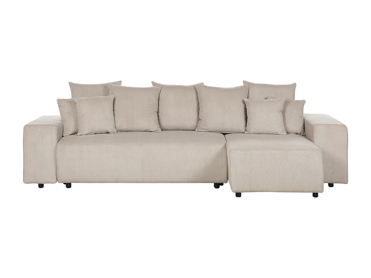 3-er Ecksofa Cord beige taupe Schlaffunktion Stauraum Chaiselongue links Luspa