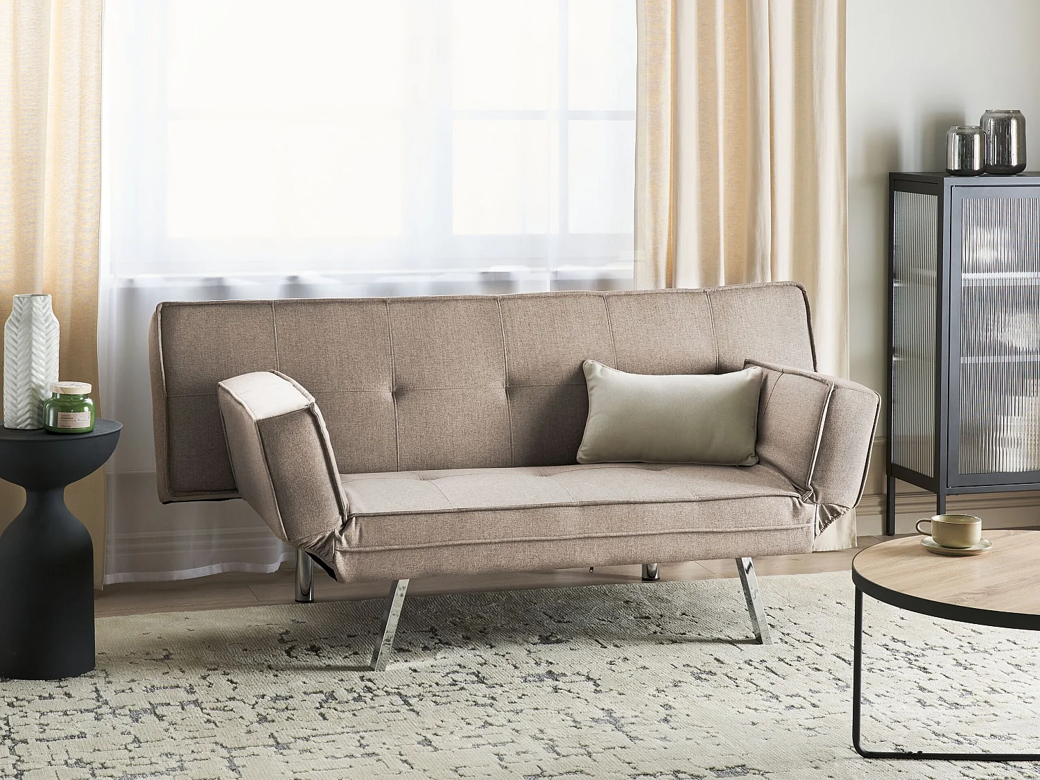 Sofá-cama BRISTOL Tecido Castanho 3 lugares