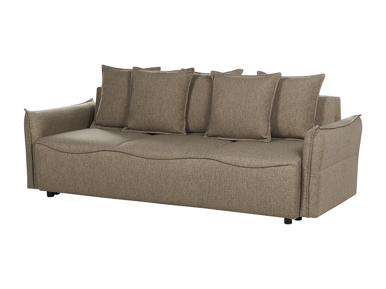 Sofa rozkładana KRAMA Brązowy ze schowkiem dla 3 osób