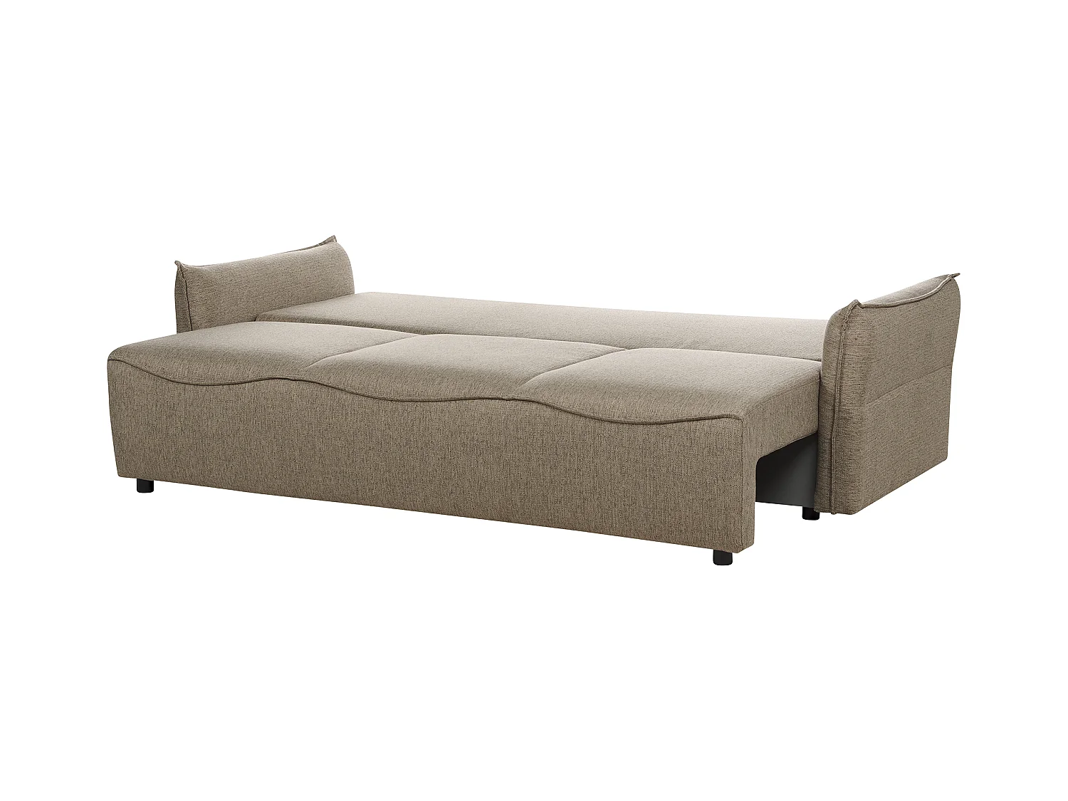 Canapé-lit 3 places KRAMA Tissu Marron avec rangement