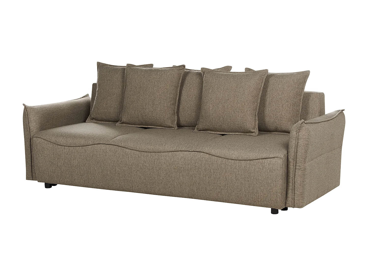 Canapé-lit 3 places KRAMA Tissu Marron avec rangement