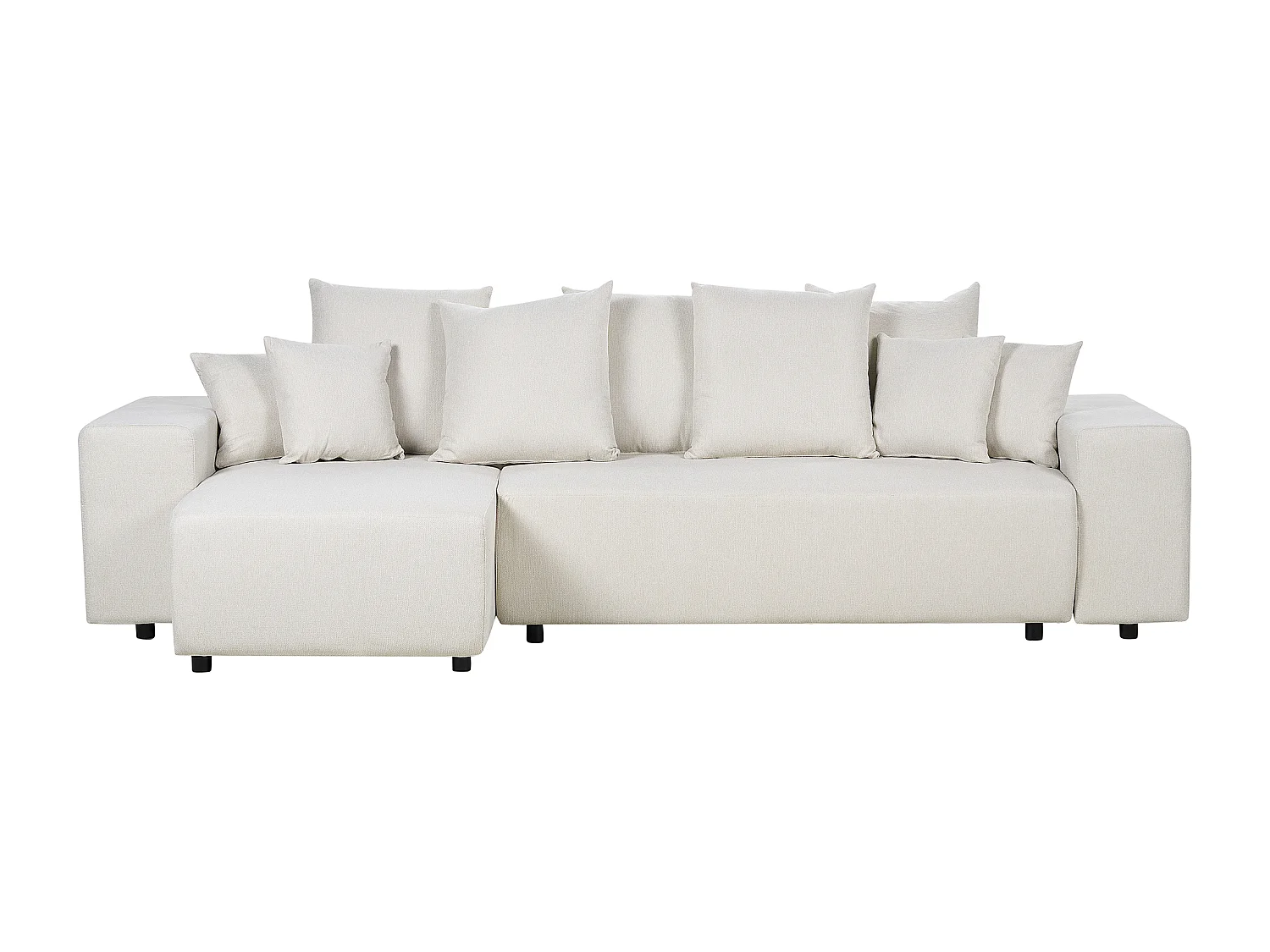 Eckschlafsofa LUSPA Stoff Hellbeige mit Stauraum 3-Sitzer rechtsseitig