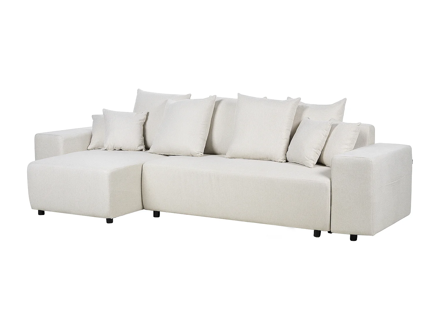 Eckschlafsofa LUSPA Stoff Hellbeige mit Stauraum 3-Sitzer rechtsseitig