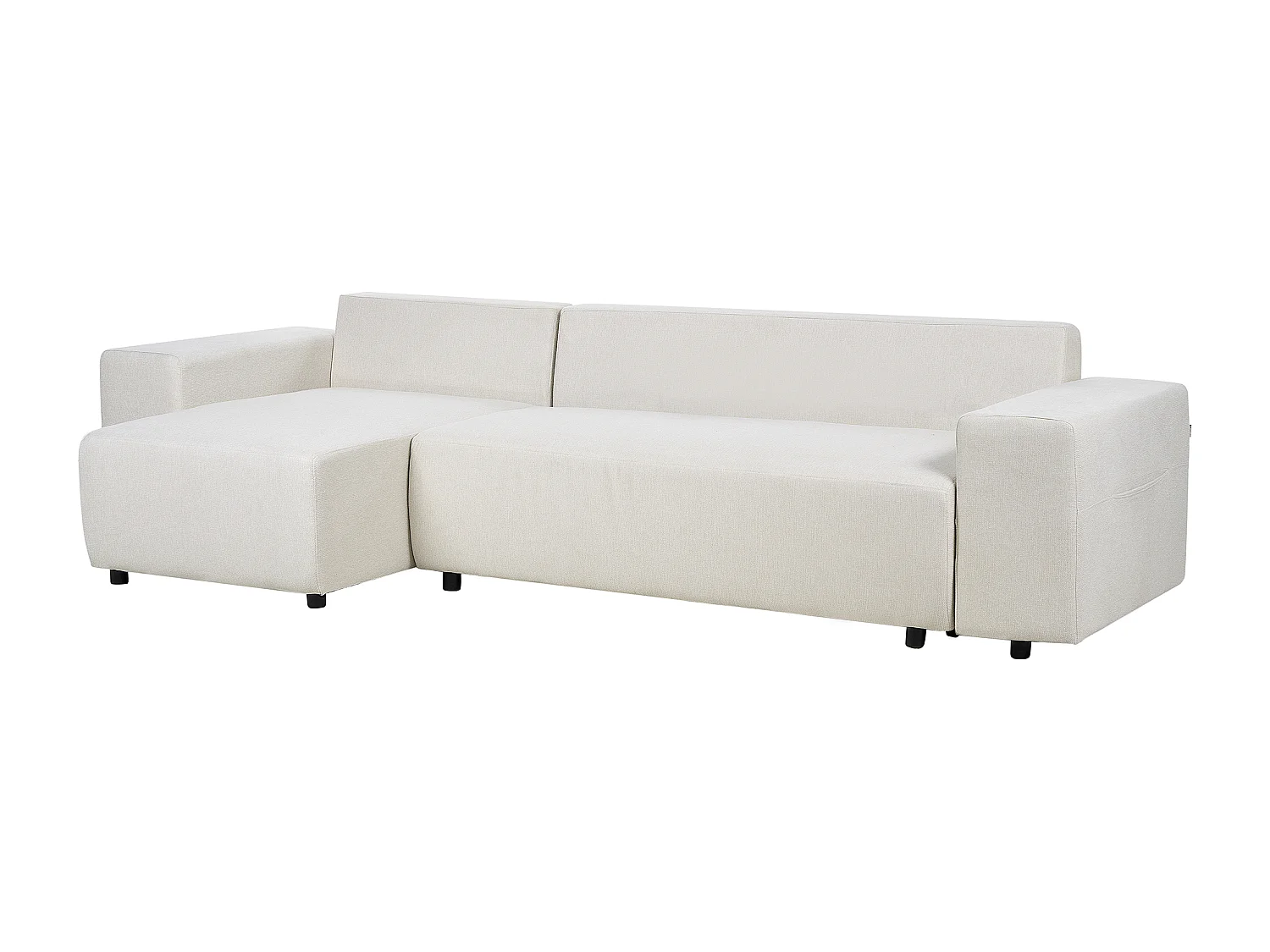 Eckschlafsofa LUSPA Stoff Hellbeige mit Stauraum 3-Sitzer rechtsseitig