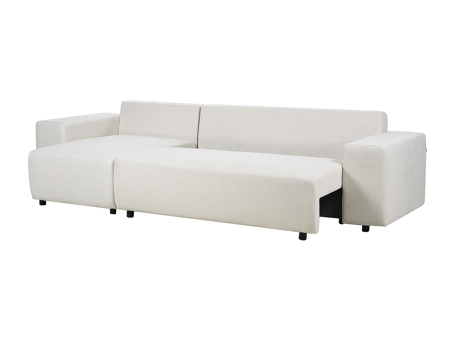 Eckschlafsofa LUSPA Stoff Hellbeige mit Stauraum 3-Sitzer rechtsseitig