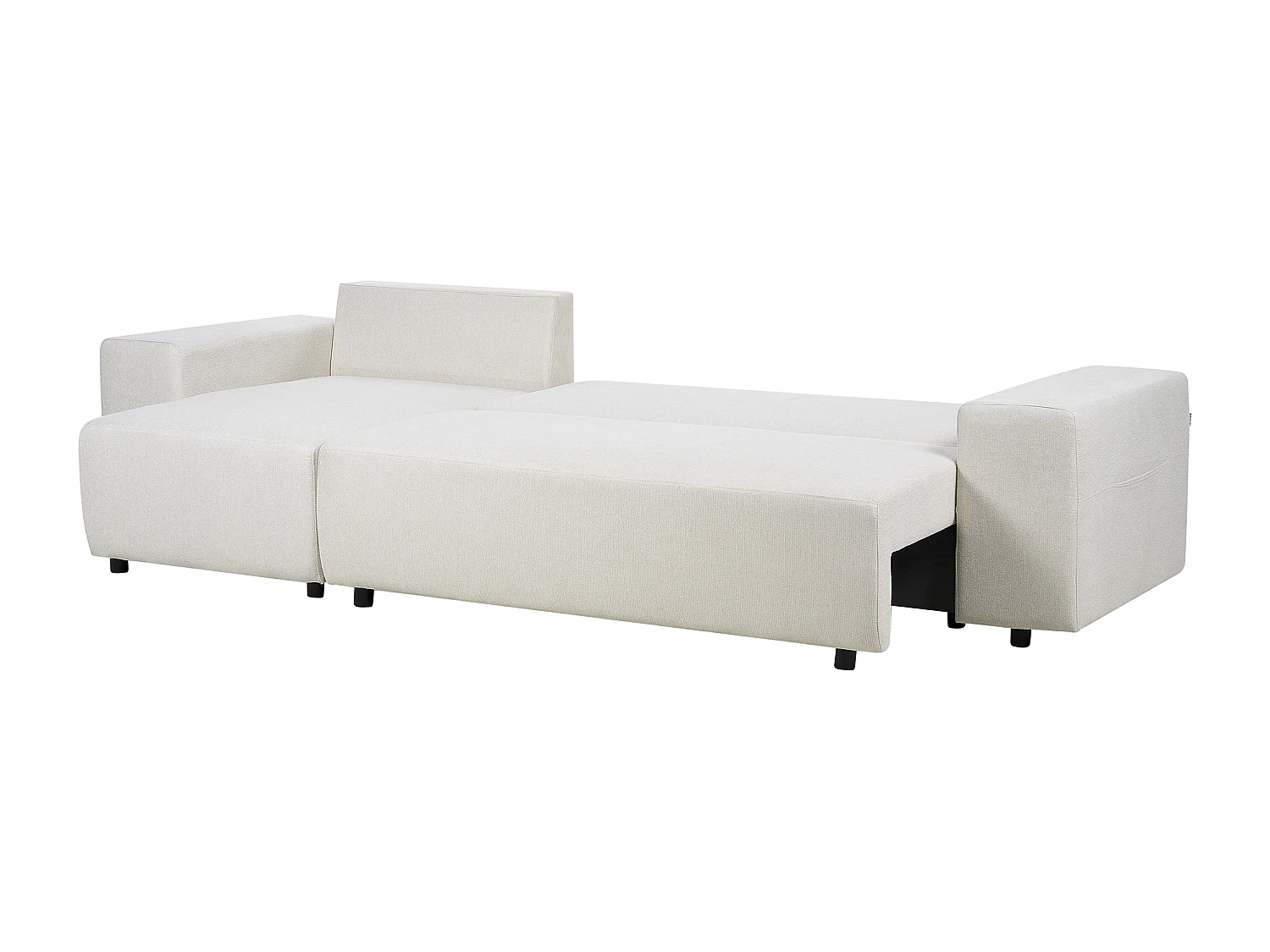 Eckschlafsofa LUSPA Stoff Hellbeige mit Stauraum 3-Sitzer rechtsseitig