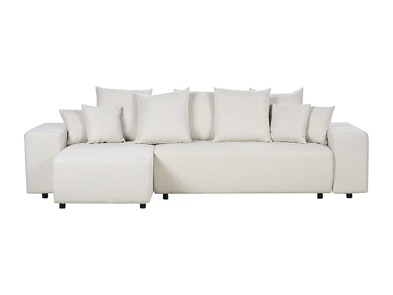 Eckschlafsofa LUSPA Stoff Hellbeige mit Stauraum 3-Sitzer rechtsseitig