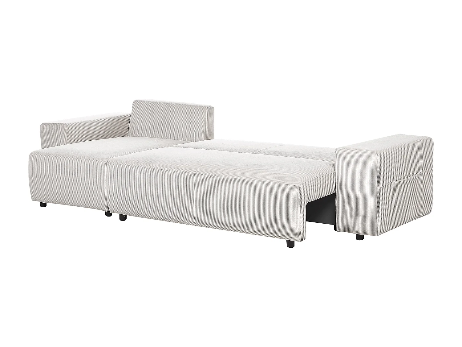 Sofá-cama de canto LUSPA Bombazine Creme claro com arrumação 3 lugares à direita