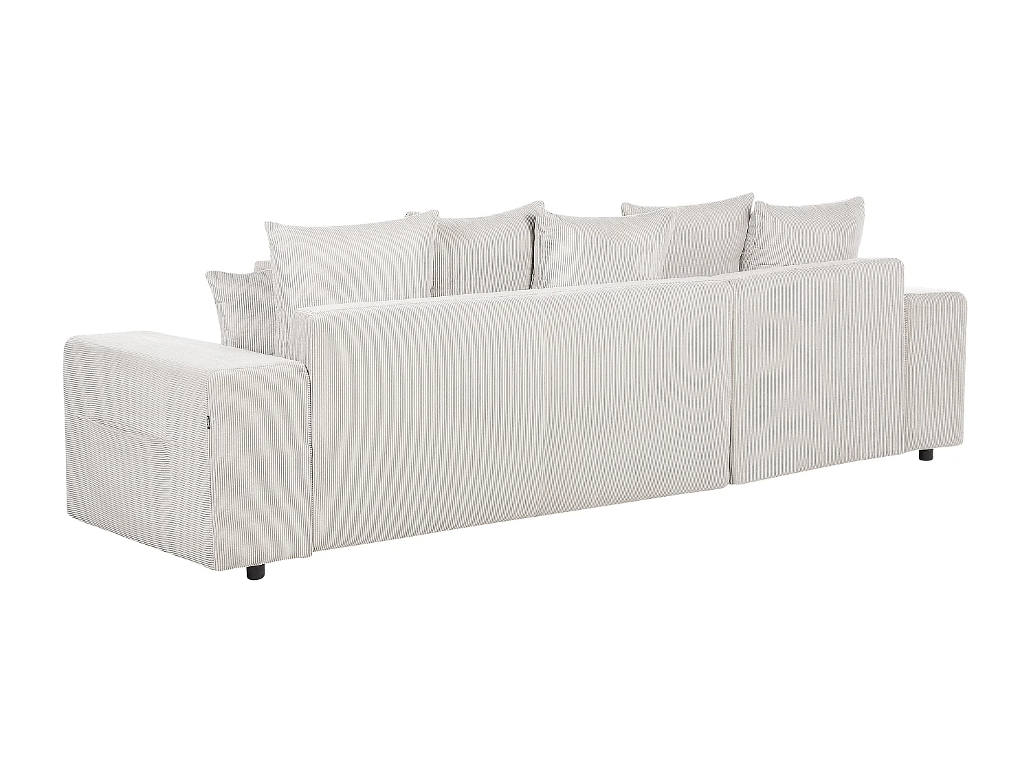 Canapé d'Angle Moderne à Droite avec Couchage et Coussins en Velours Côtelé Beige Clair Luspa