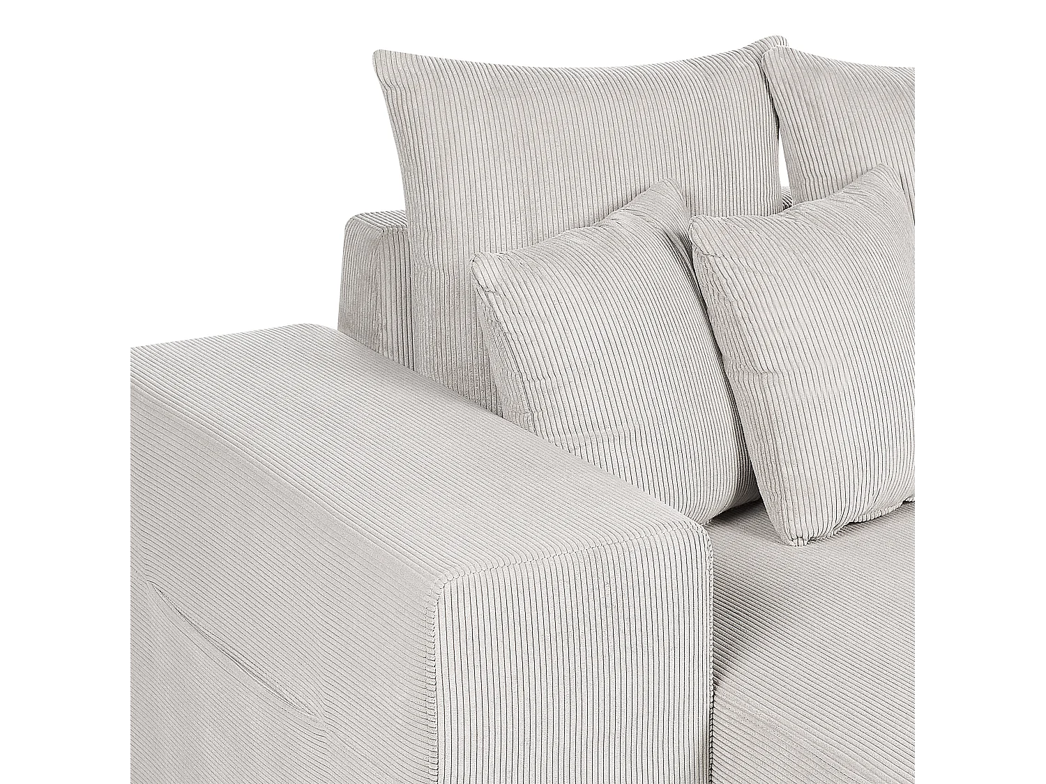 Canapé d'Angle Moderne à Droite avec Couchage et Coussins en Velours Côtelé Beige Clair Luspa