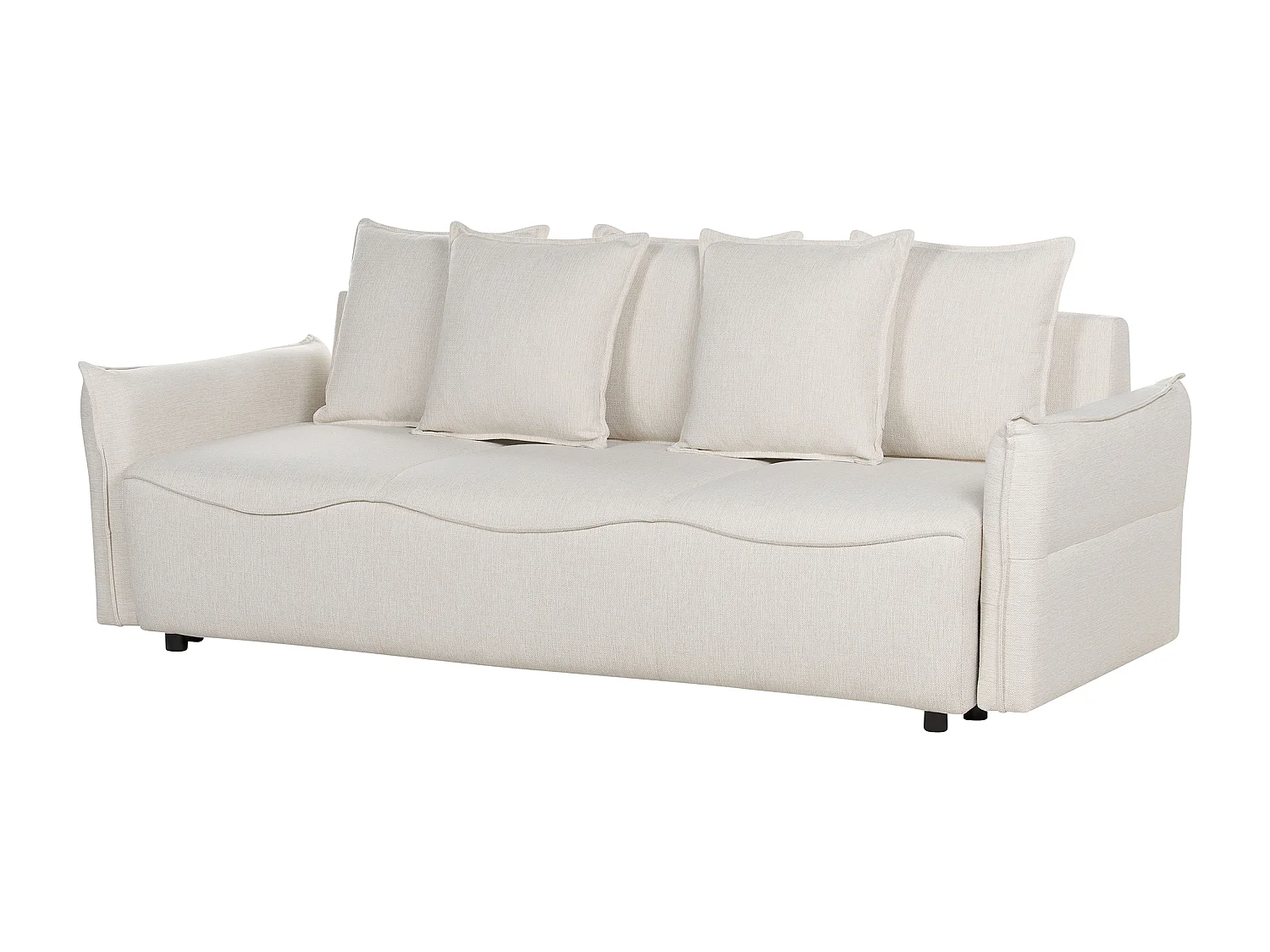 Sofá cama KRAMA Tela Blanco crema con almacenaje 3 plazas