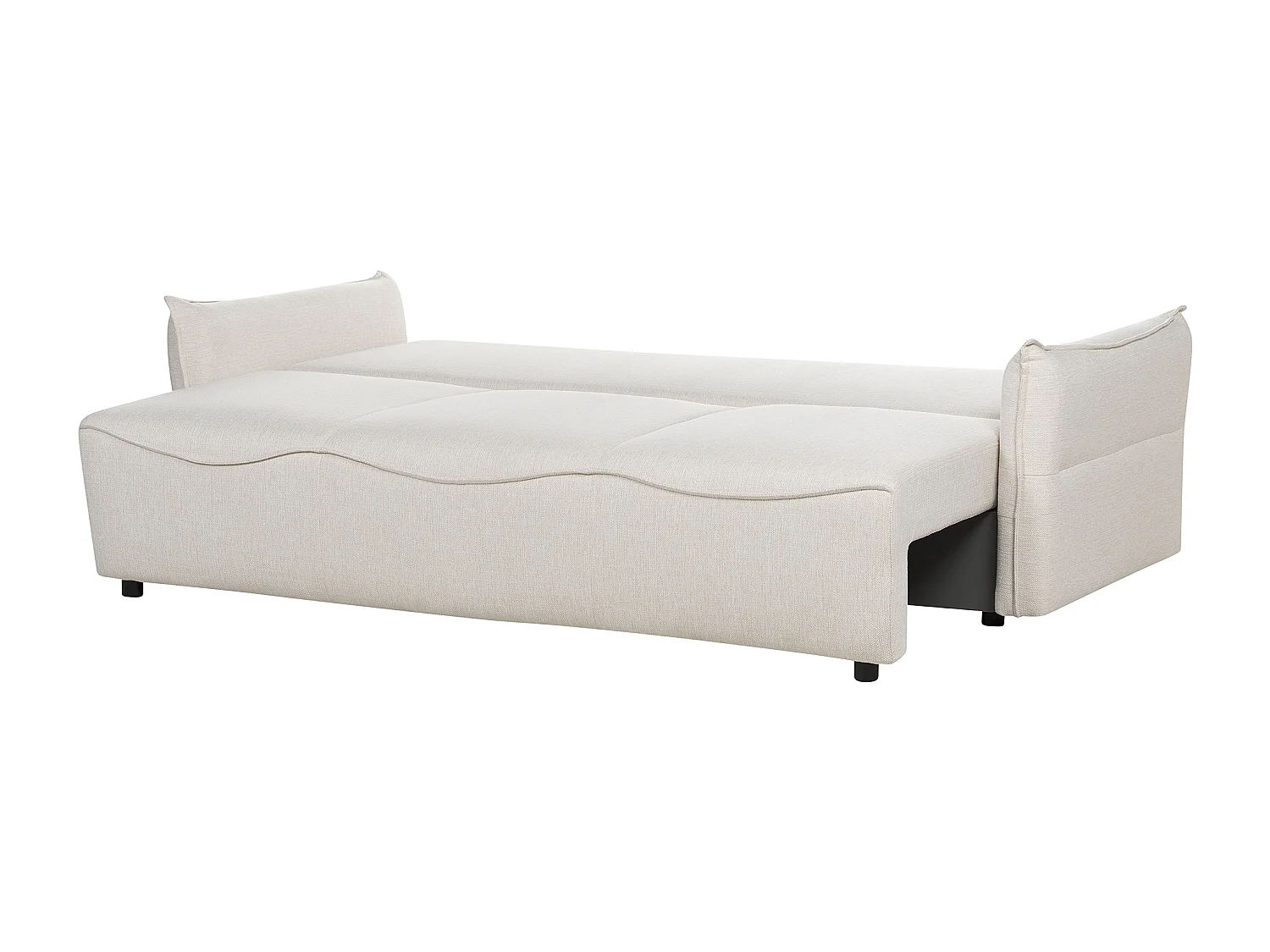 Sofá cama KRAMA Tela Blanco crema con almacenaje 3 plazas