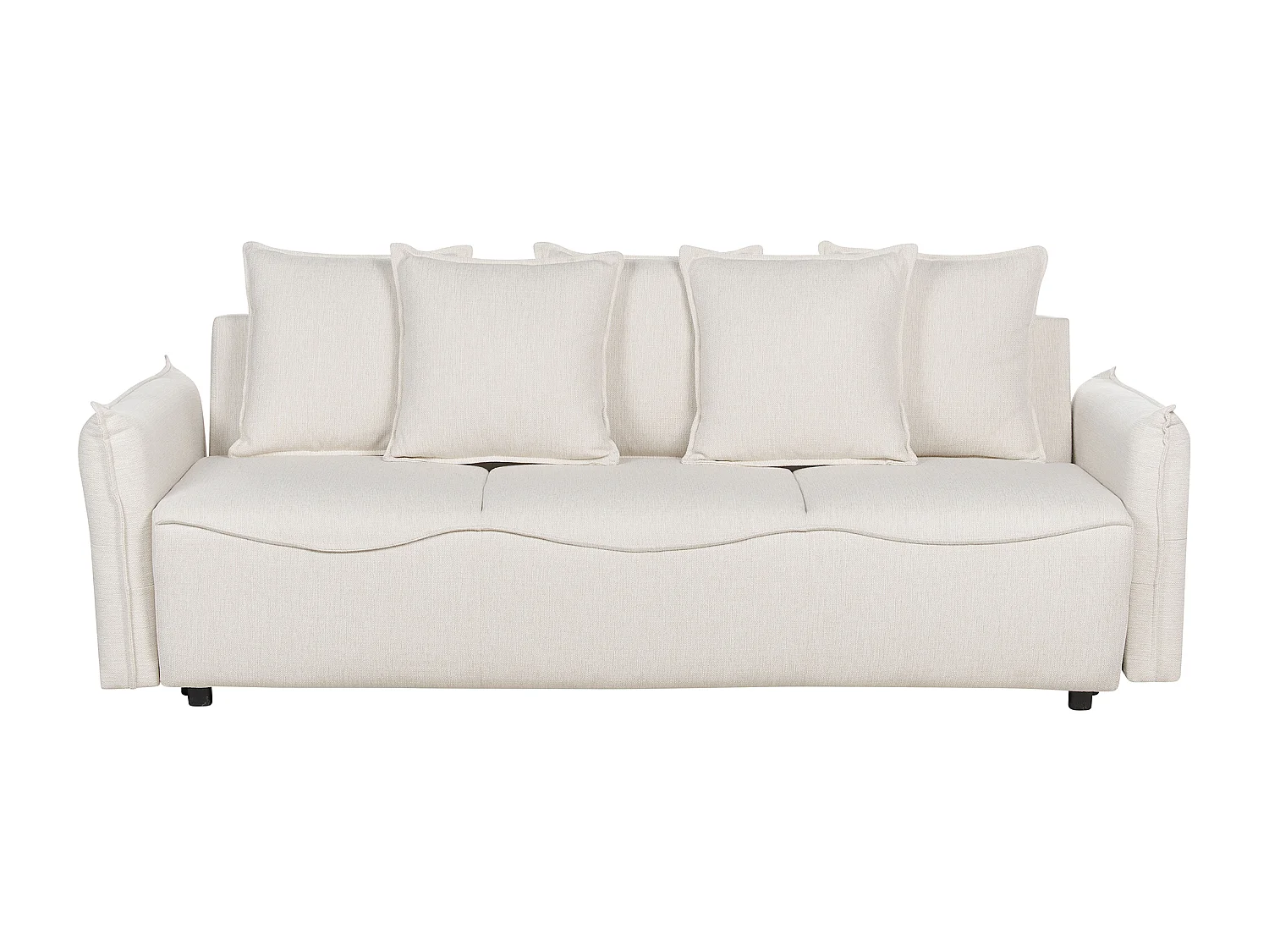 Canapé-lit 3 places KRAMA Tissu Blanc cassé avec rangement