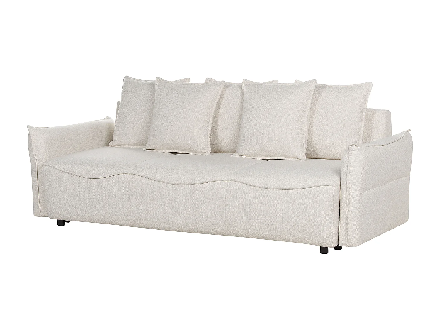 Canapé-lit 3 places KRAMA Tissu Blanc cassé avec rangement