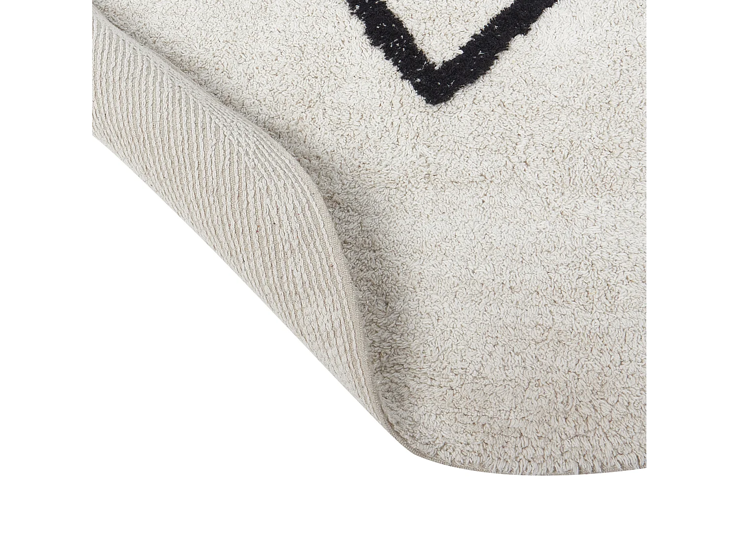 Dywan okrągły bawełniany ø 140 cm beżowy z czarnym HEART