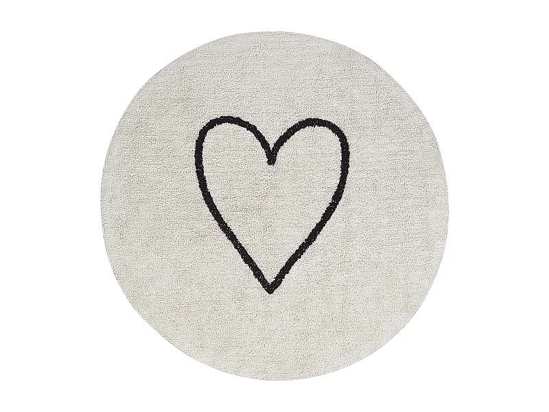 Alfombra de algodón redonda beige ø 140 cm HEART