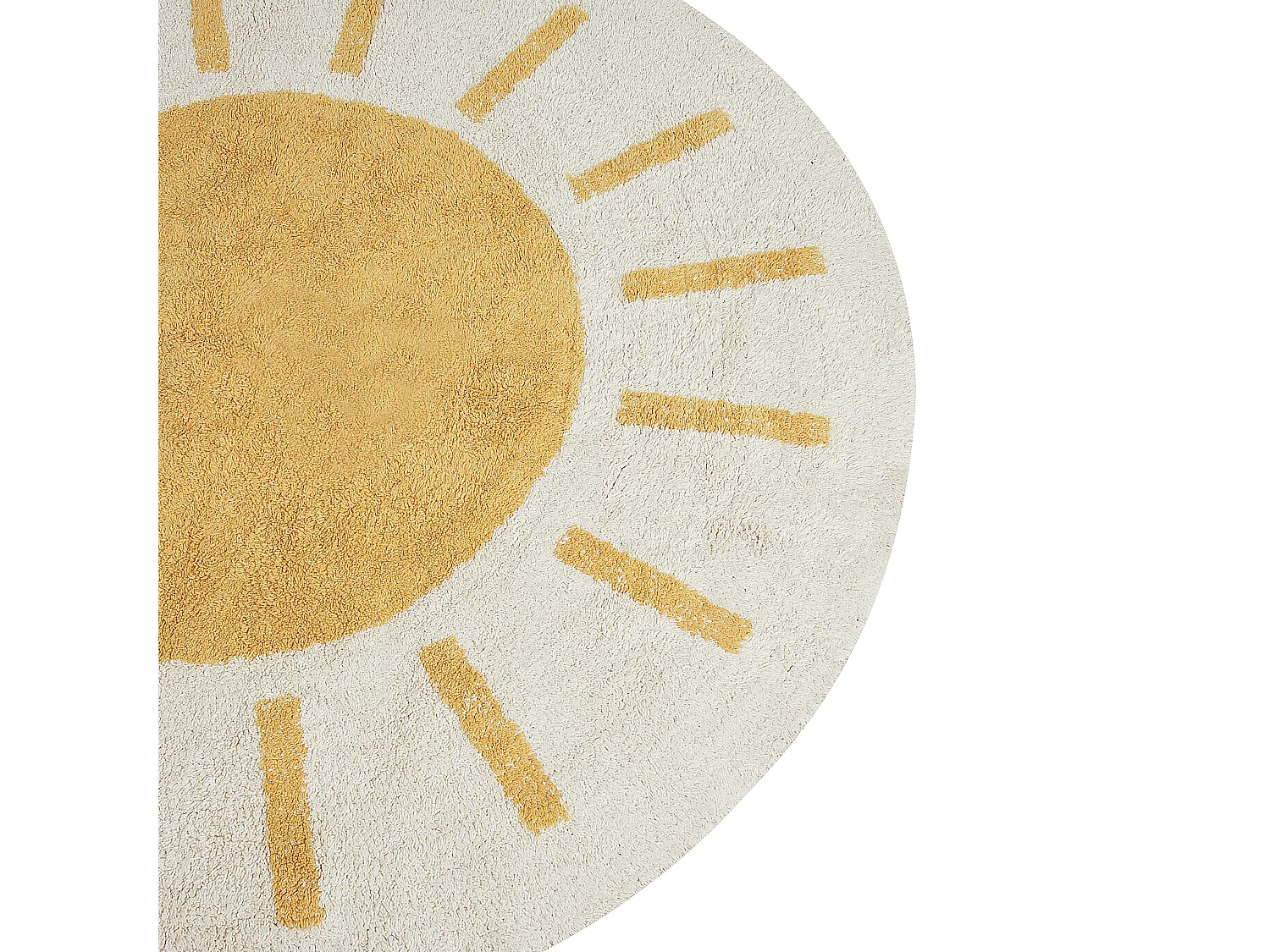 Dywan okrągły bawełniany ø 140 cm jasnobeżowy z żółtym BAIKER