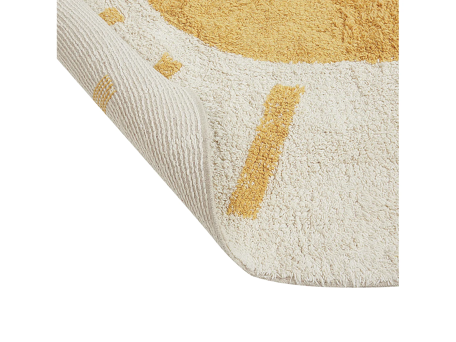 Dywan okrągły bawełniany ø 140 cm jasnobeżowy z żółtym BAIKER