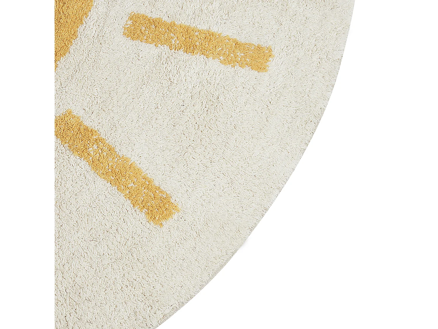 Dywan okrągły bawełniany ø 140 cm jasnobeżowy z żółtym BAIKER