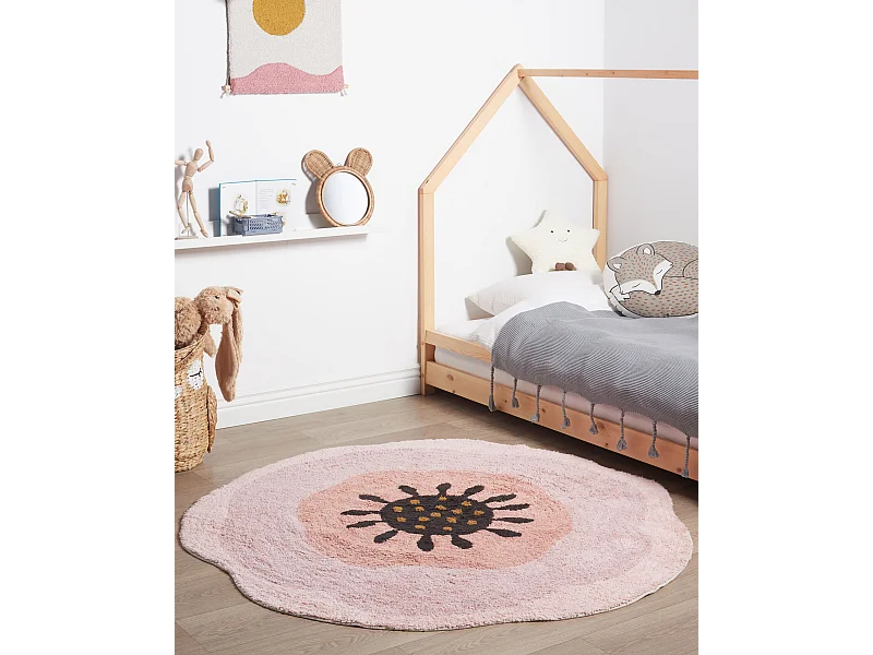 Vloerkleed katoen roze ⌀ 140 cm KHARAT