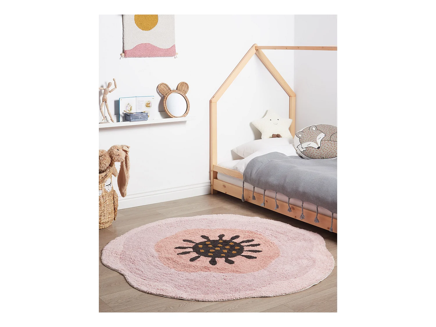 Tapis enfant KHARAT Rose pastel ø 140 cm Coton