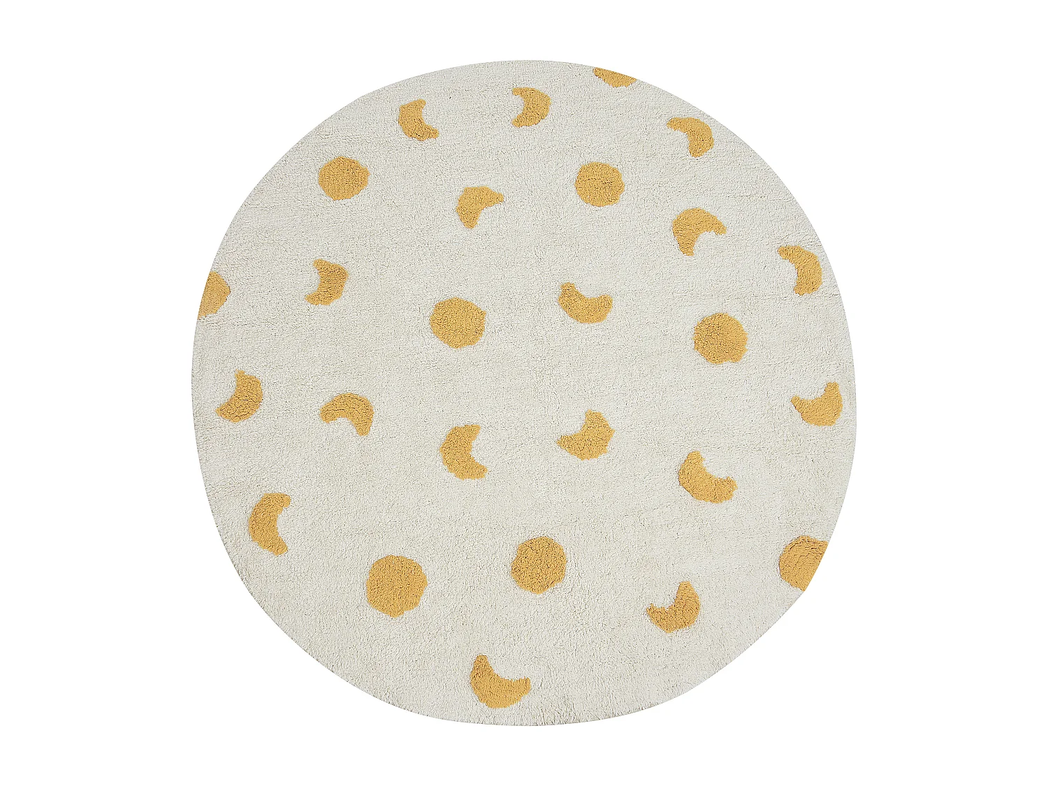 Teppich Baumwolle beige / gelb rund ø 140 cm mit Muster für Kinder Kurzflor Loti