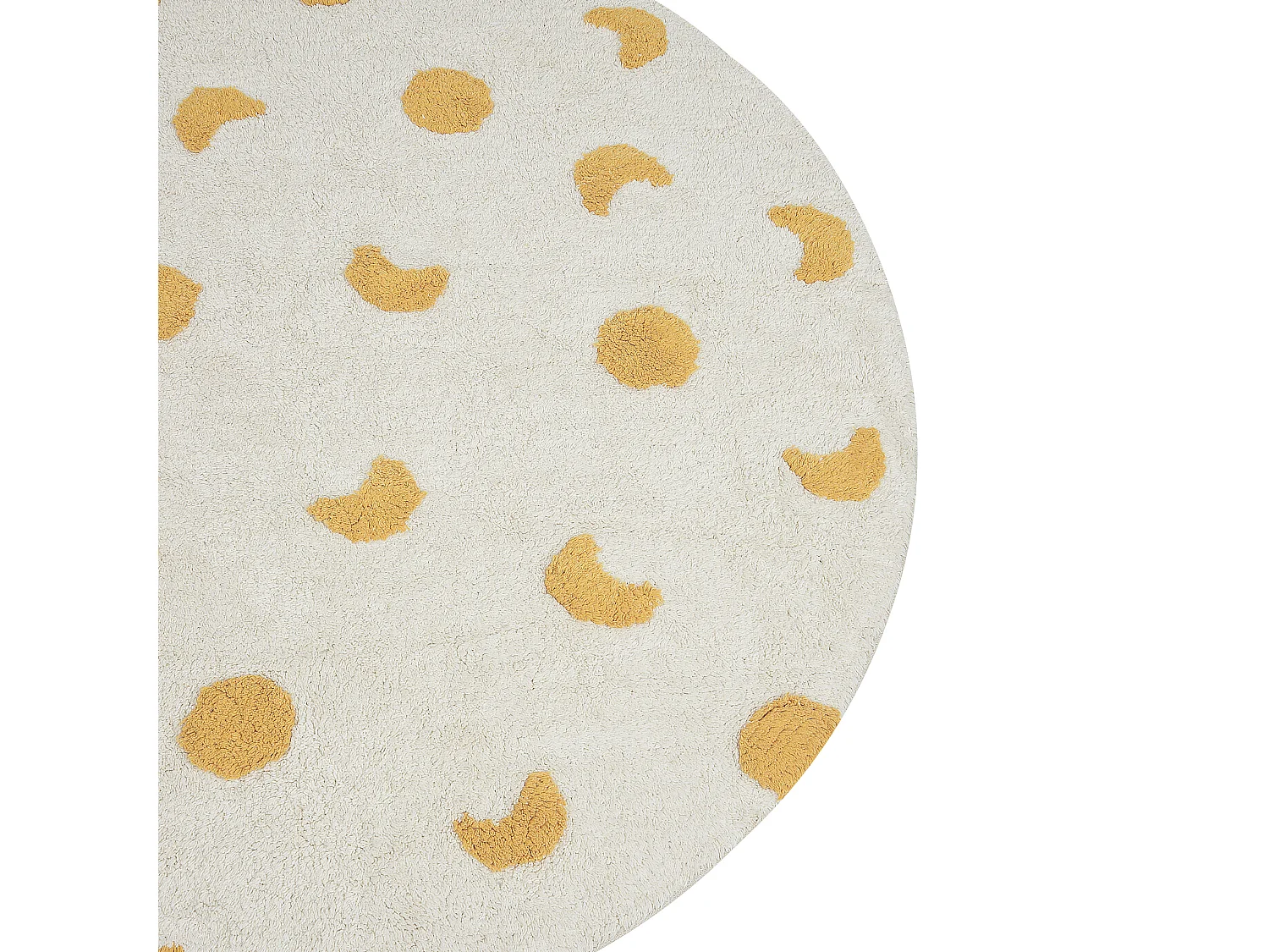 Teppich Baumwolle beige / gelb rund ø 140 cm mit Muster für Kinder Kurzflor Loti