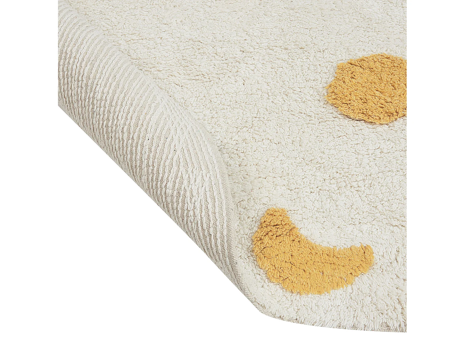 Teppich Baumwolle beige / gelb rund ø 140 cm mit Muster für Kinder Kurzflor Loti