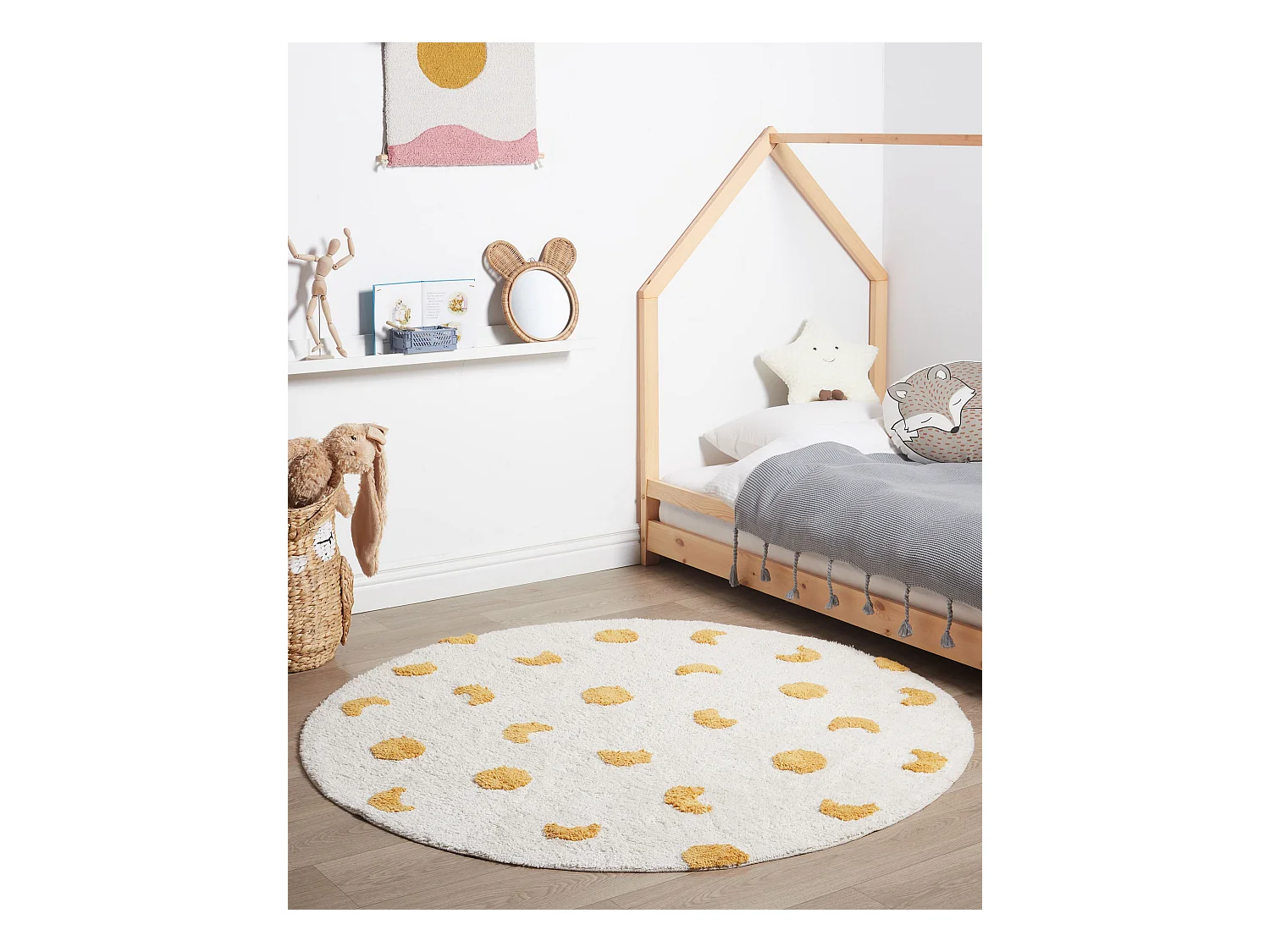 Alfombra de algodón redonda beige claro ø 140 cm LOTI