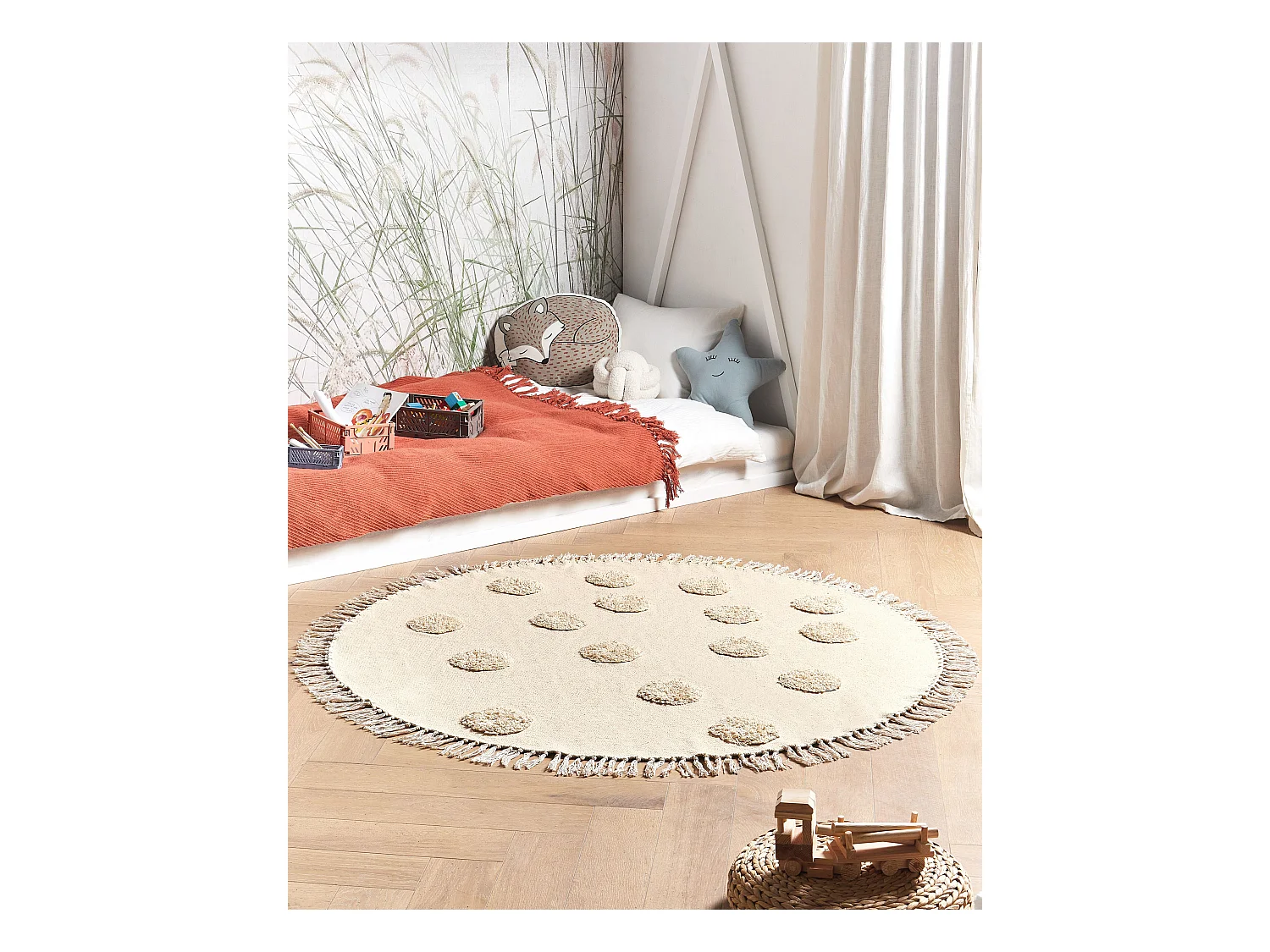 Runder Teppich aus Baumwolle Beige ø 140 cm WAHAR
