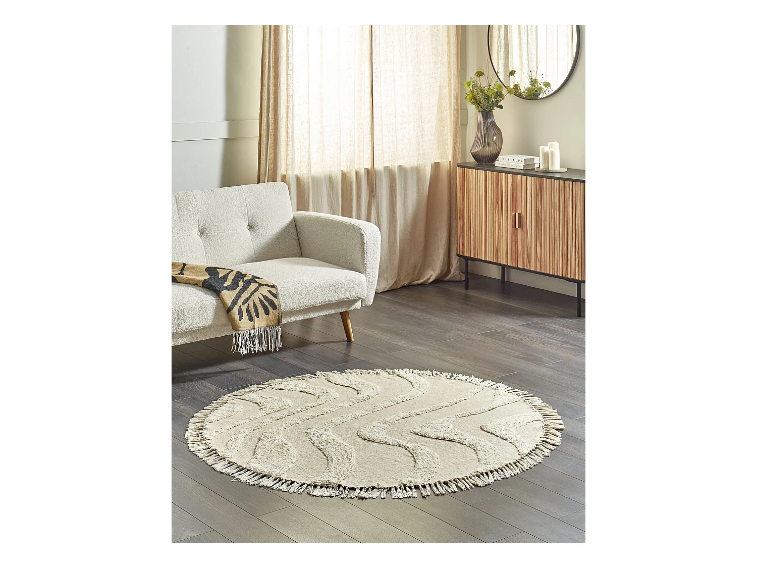 Alfombra de algodón redonda beige ø 140 cm ARTMAK