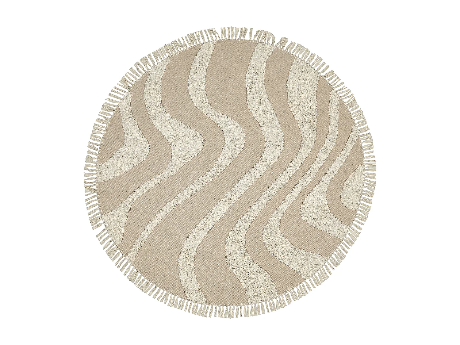 Moderner Baumwollteppich beige mit Fransen rund ⌀ 140 cm Artmak