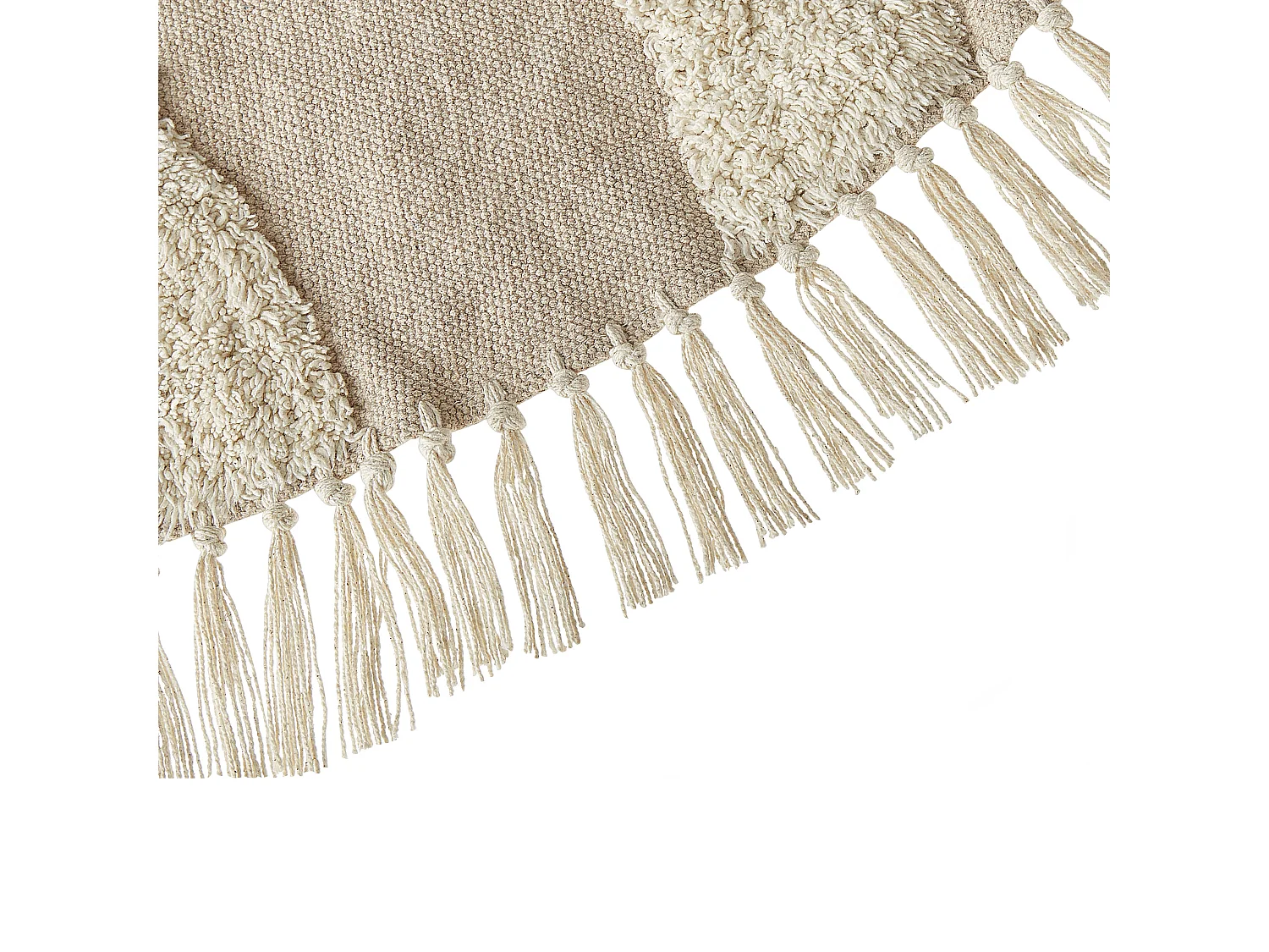 Moderner Baumwollteppich beige mit Fransen rund ⌀ 140 cm Artmak