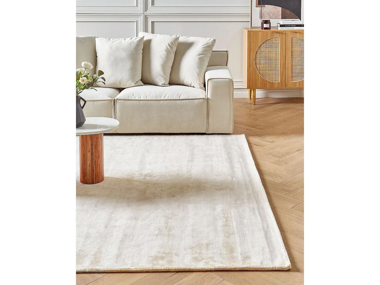 Vloerkleed viscose lichtbeige 200 x 300 cm GESI II
