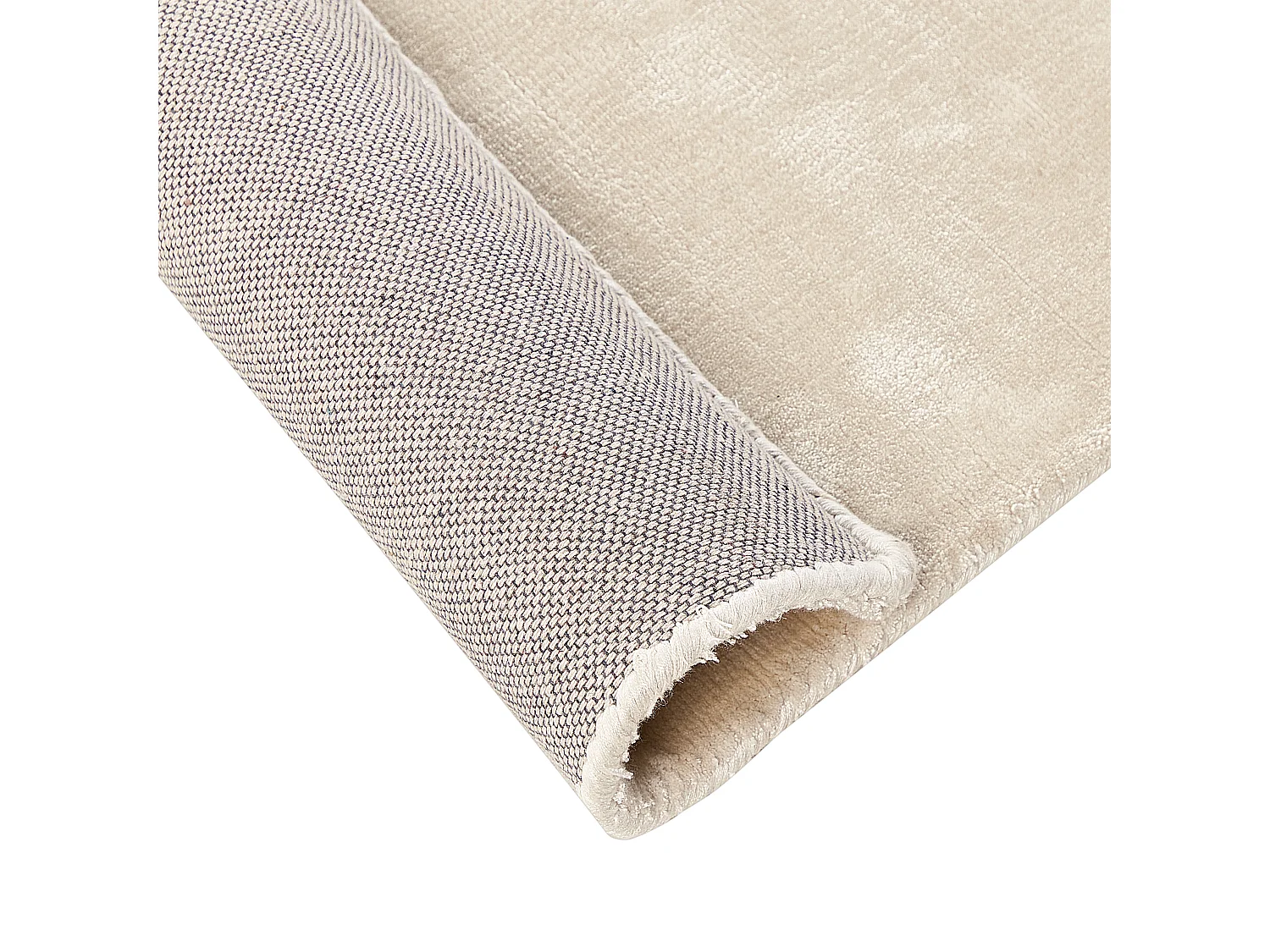 Teppich Viskose helles Beige 80 x 300 cm einfarbig handgewebt Kurzflor Gesi II