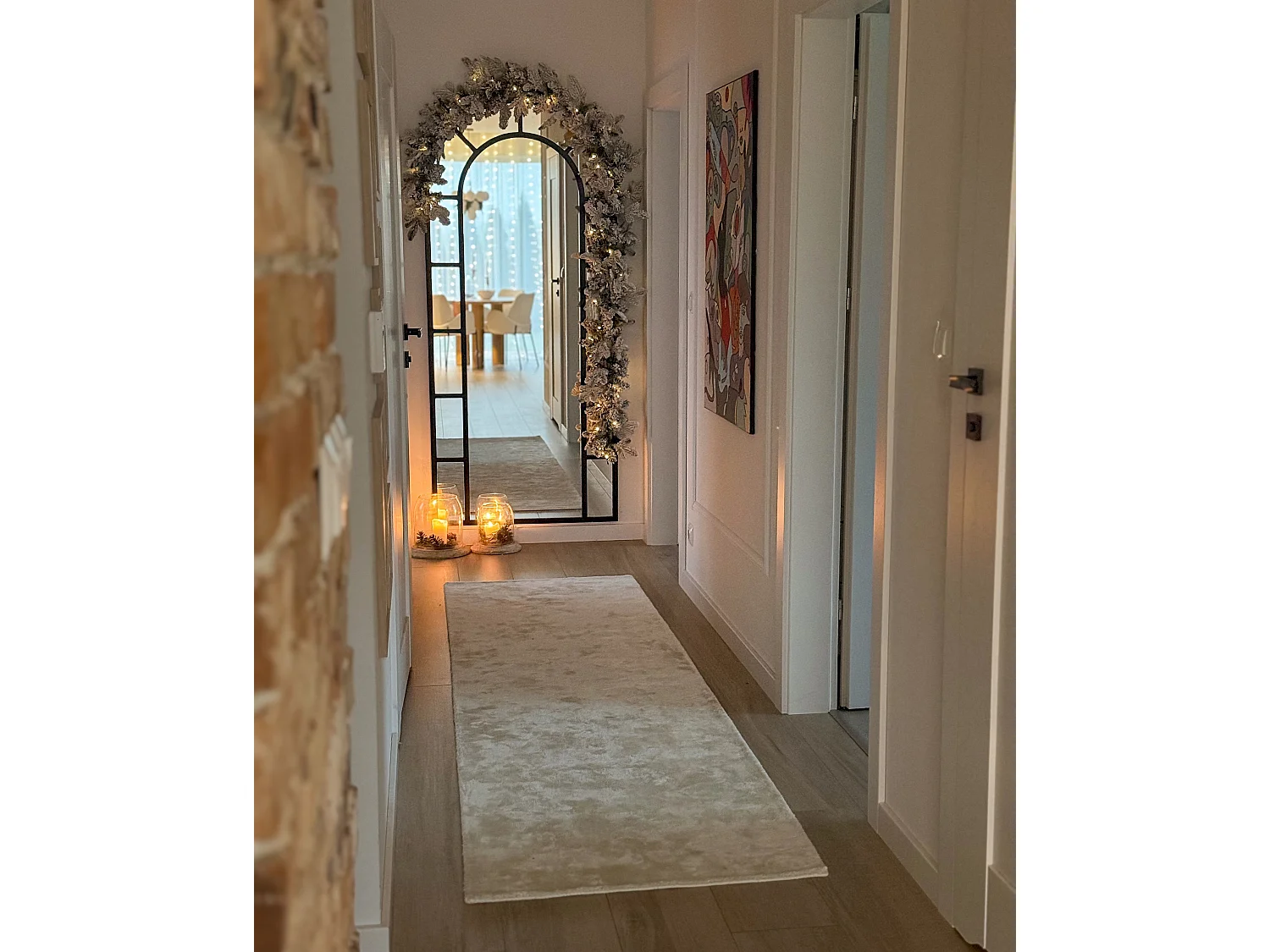 Tapis de sol en viscose 80 x 300 cm beige clair GESI II