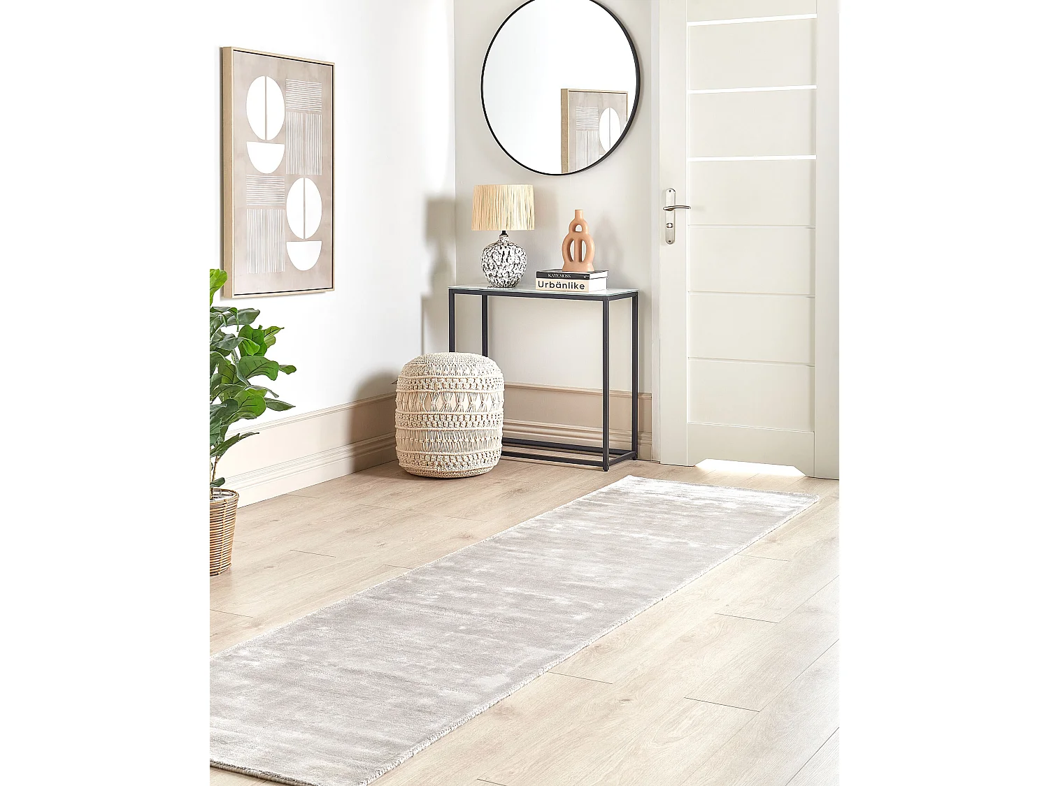 Tapis GESI II Gris clair 80 x 300 cm Soie artificielle