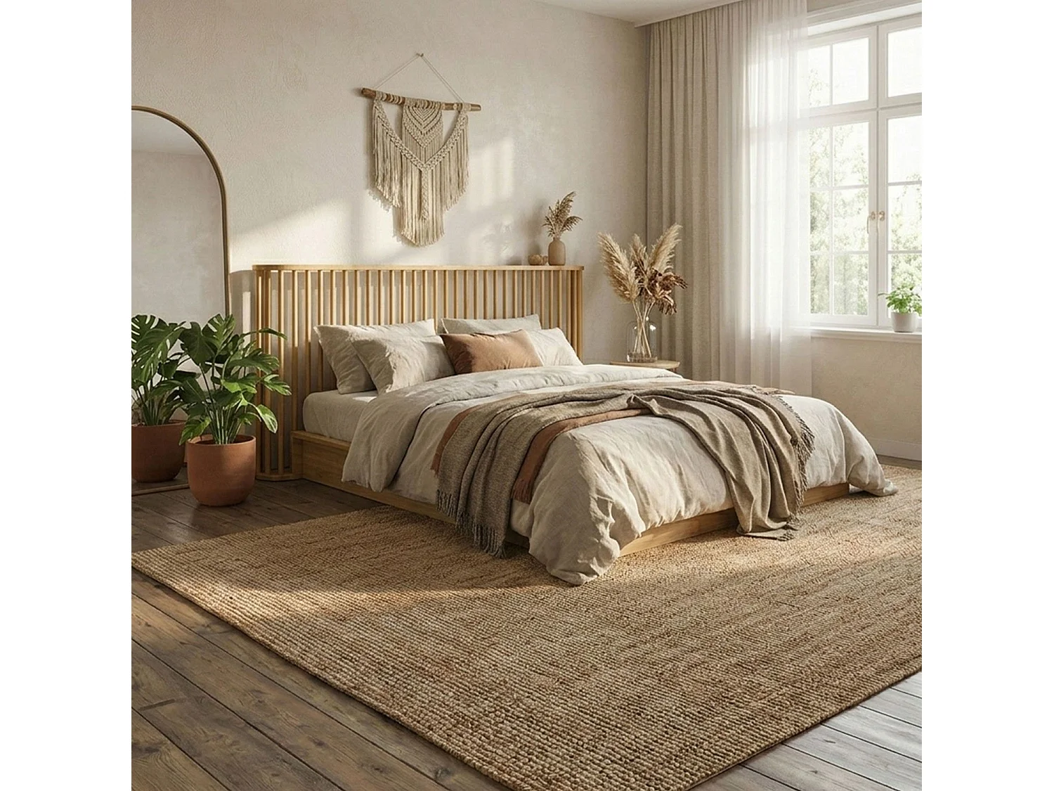 Tête de lit basse à barreaux spéciale futon Gariong L160cm Bambou