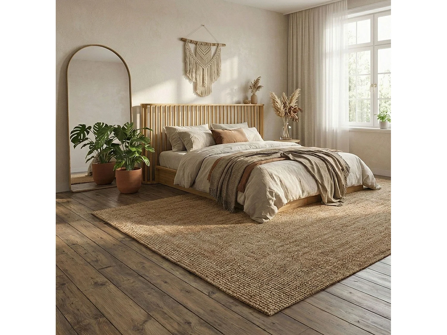 Tête de lit basse à barreaux spéciale futon Gariong L160cm Bambou