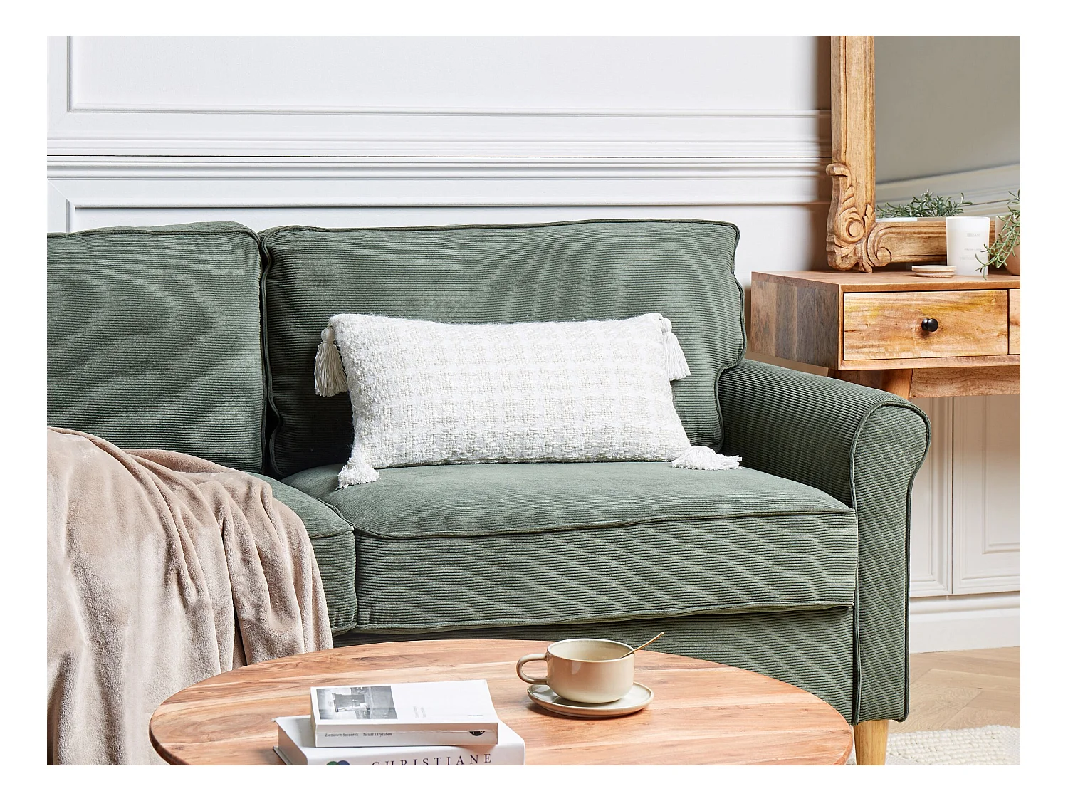 Poduszka dekoracyjna DOURIS 30 x 60 cm Jasnobeżowy W kratkę