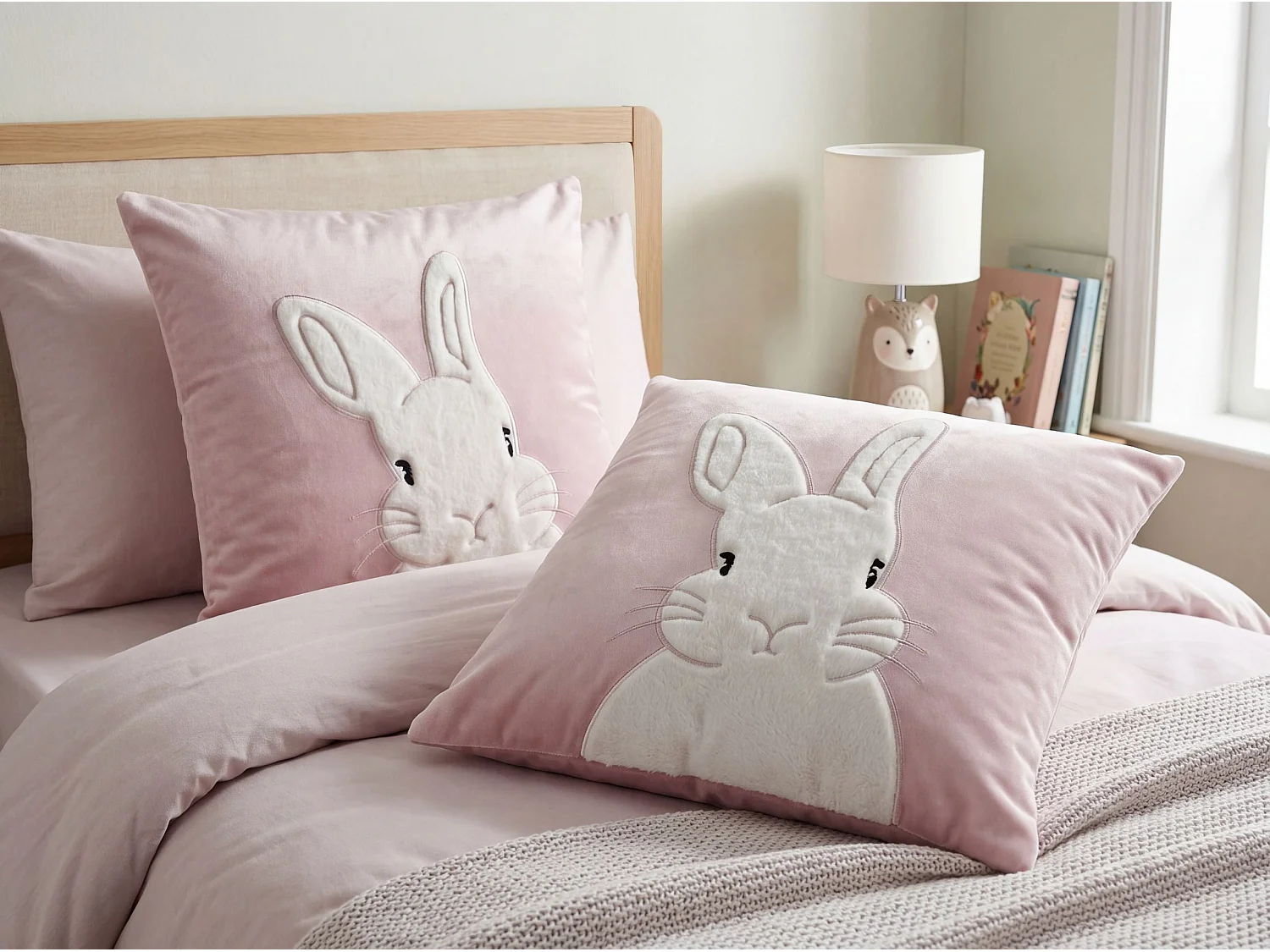 Lot de 2 coussins décoratifs IBERIS Velours 45 x 45 cm Rose