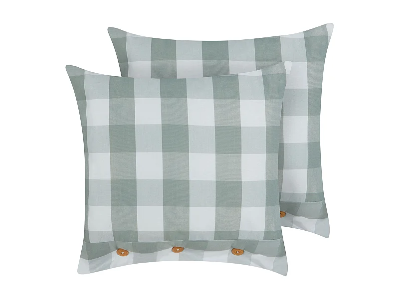 Lot de 2 coussins décoratifs TAMNINE 45 x 45 cm Vert menthe À carreaux