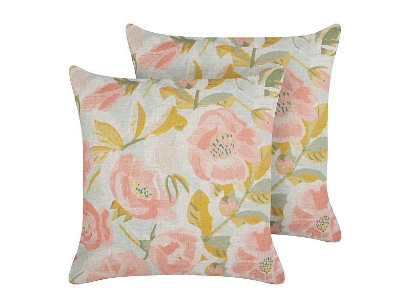 Lot de 2 coussins décoratifs ZAHRIYE 45 x 45 cm Rose Motif floral