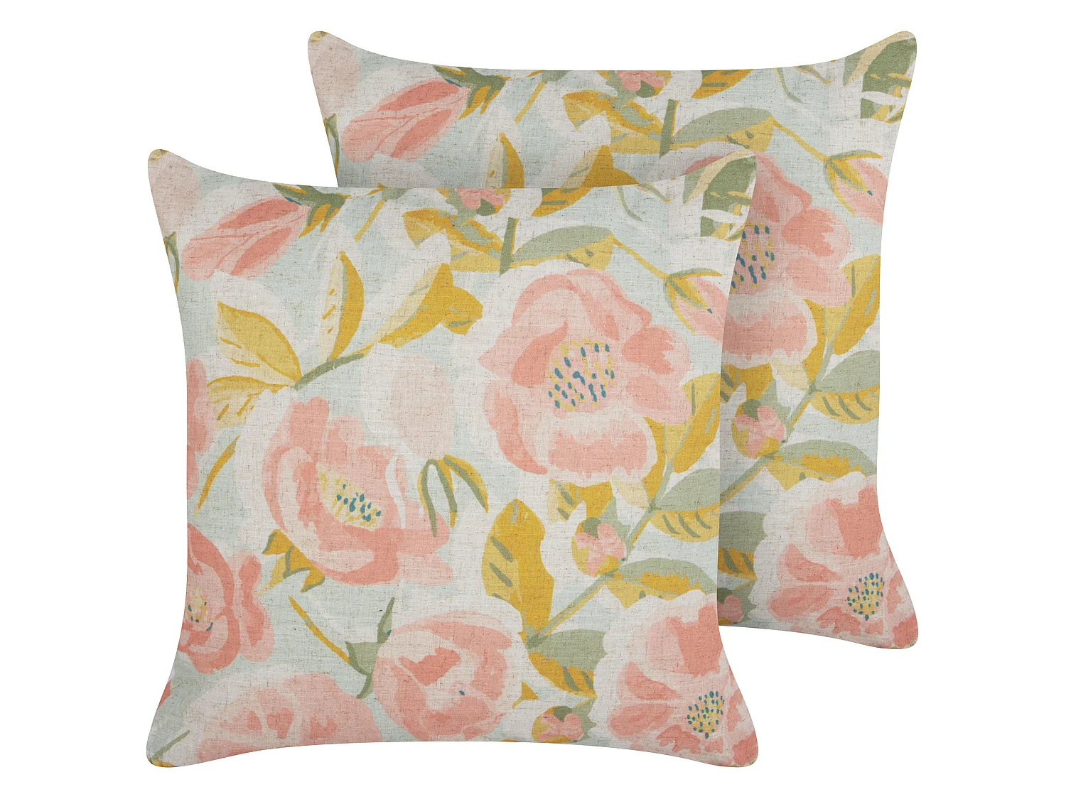 Set van 2 decoratieve kussens ZAHRIYE 45 x 45 cm Roze Bloempatroon