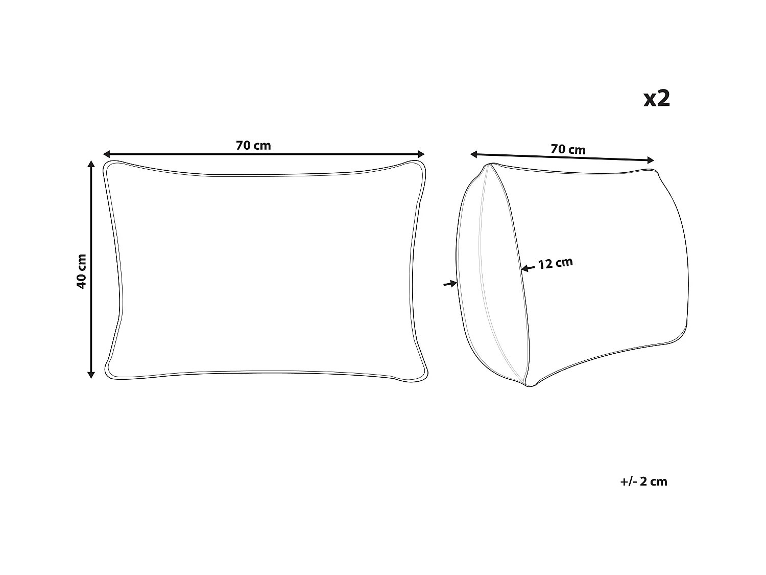 Dekokissen 2er Set Stoff orange kariert 40x70 cm mit Füllung Fransen Barja