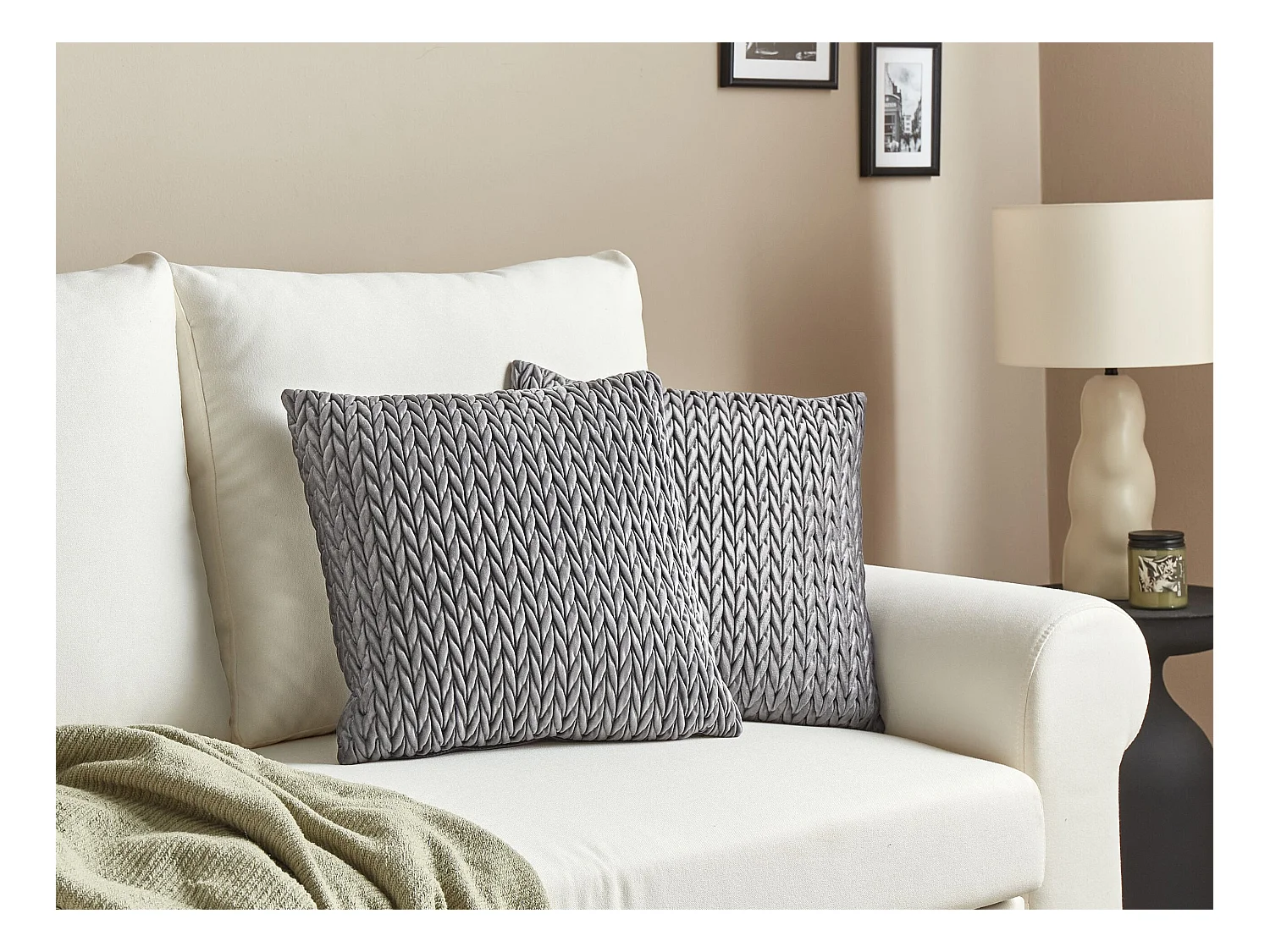 Lot de 2 coussins décoratifs ECLIPTA 45 x 45 cm Gris Unicolore