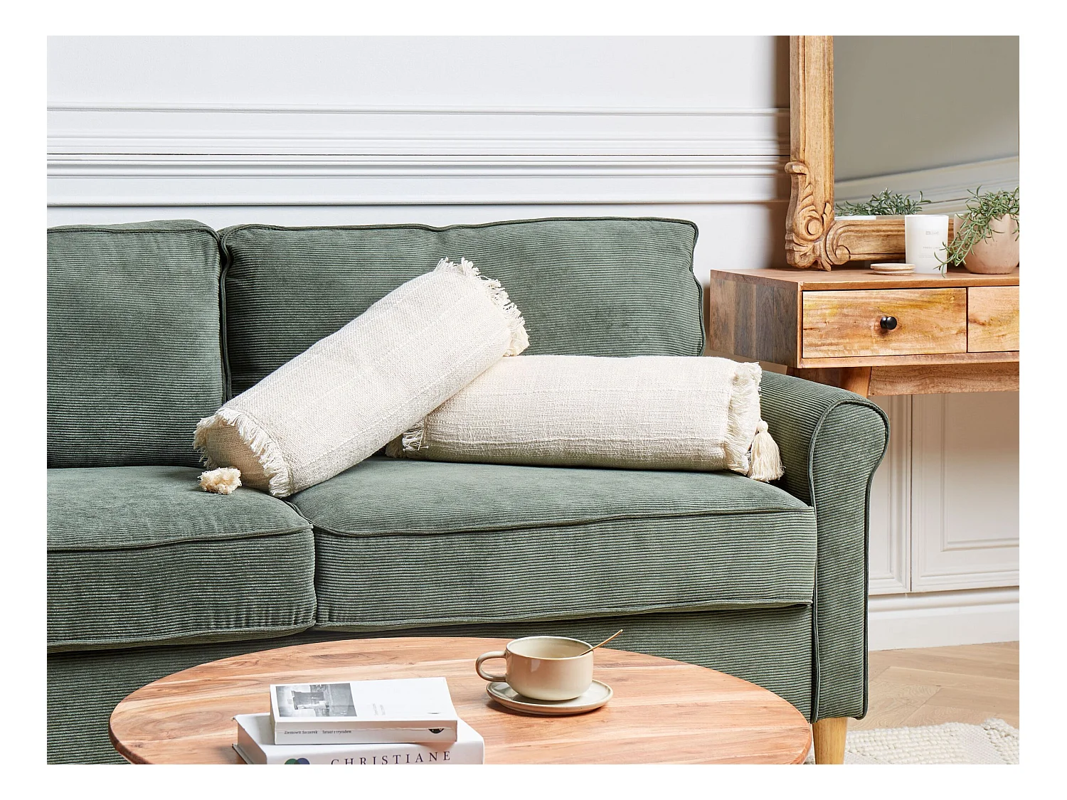 Dekokissen 2er Set NAHLEH Baumwolle 20 x 50 cm Beige Ohne Muster