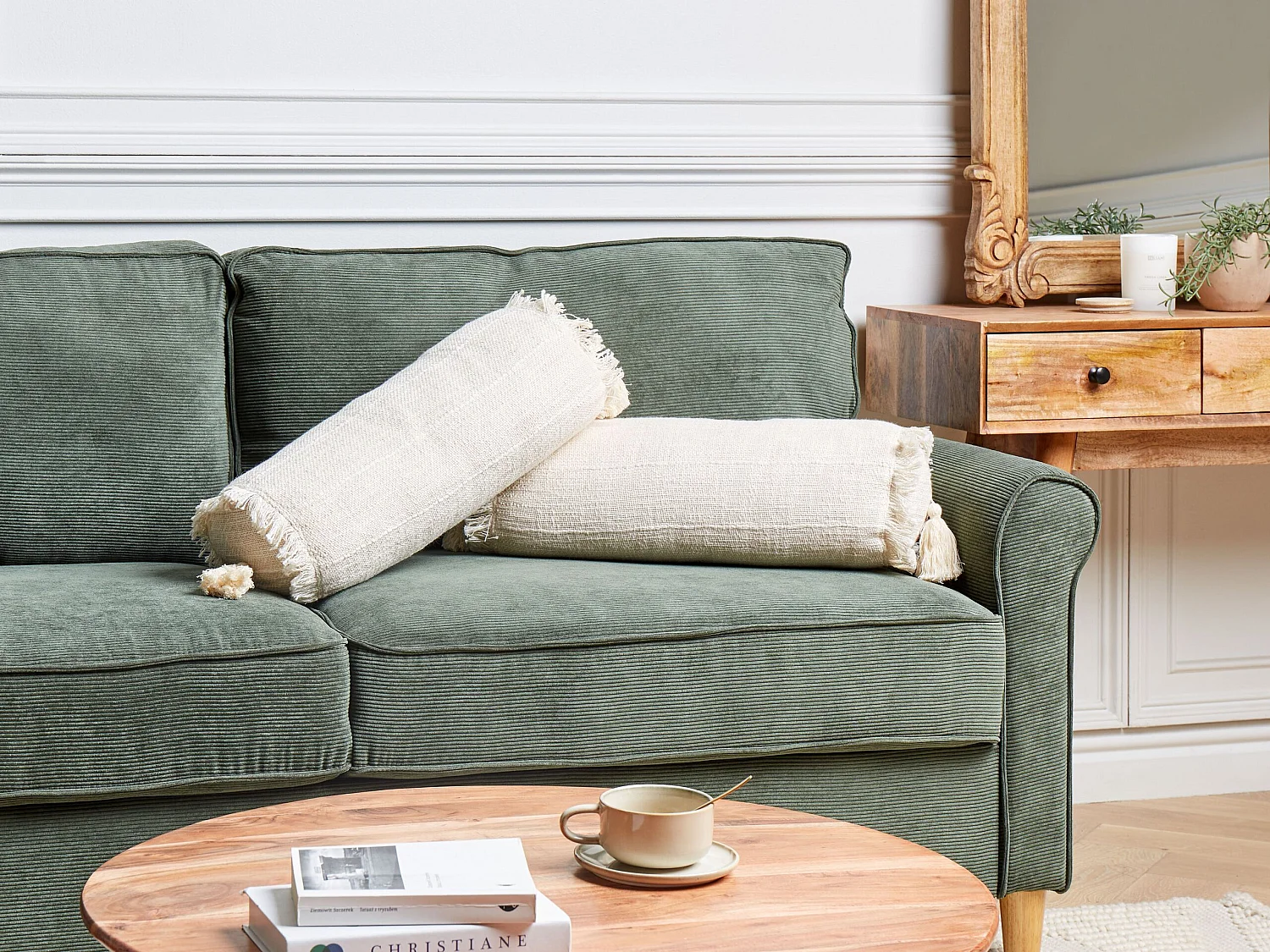 Set van 2 decoratieve kussens NAHLEH Katoen 20 x 50 cm Beige Effen