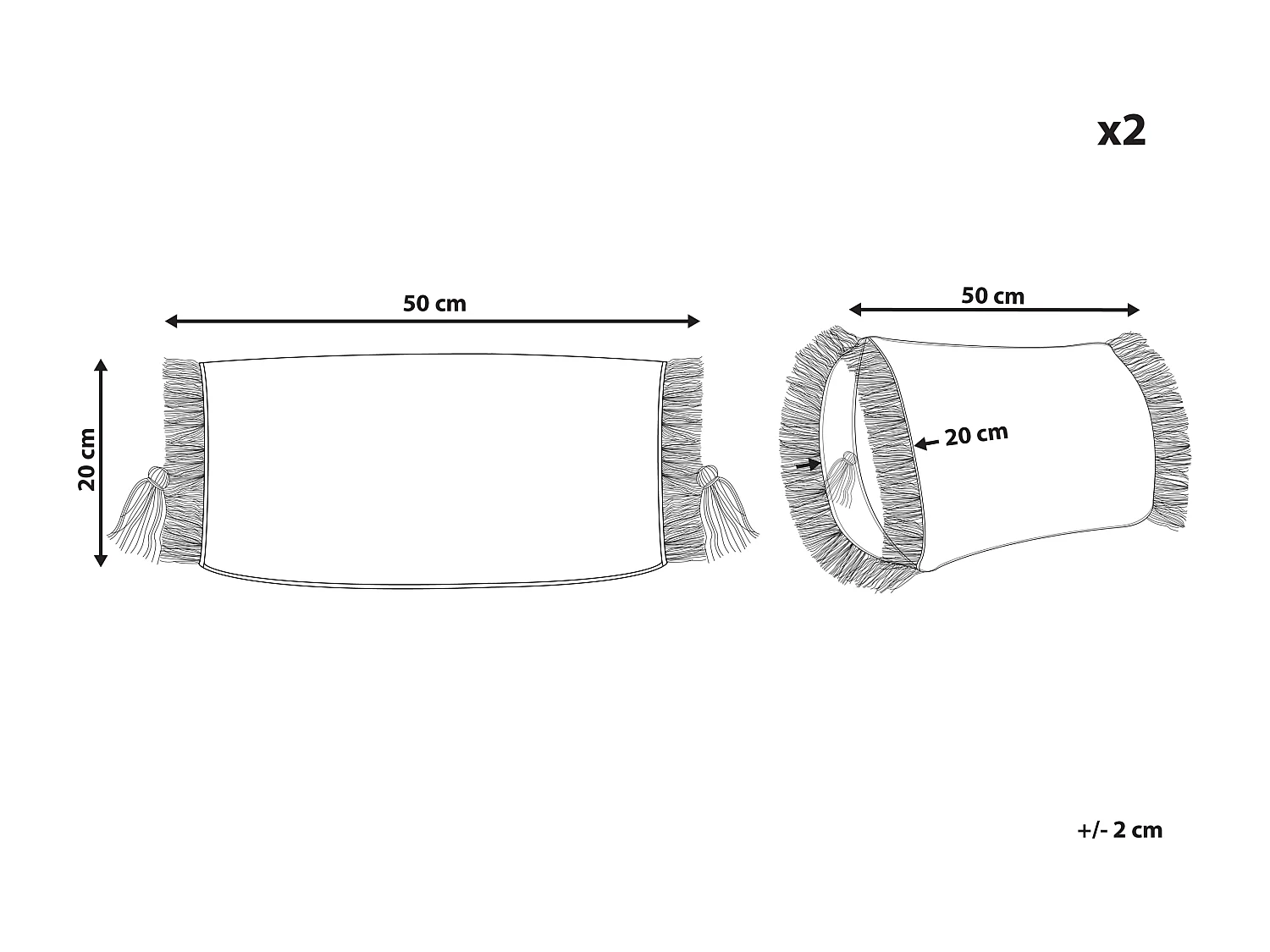 Set van 2 decoratieve kussens NAHLEH Katoen 20 x 50 cm Beige Effen
